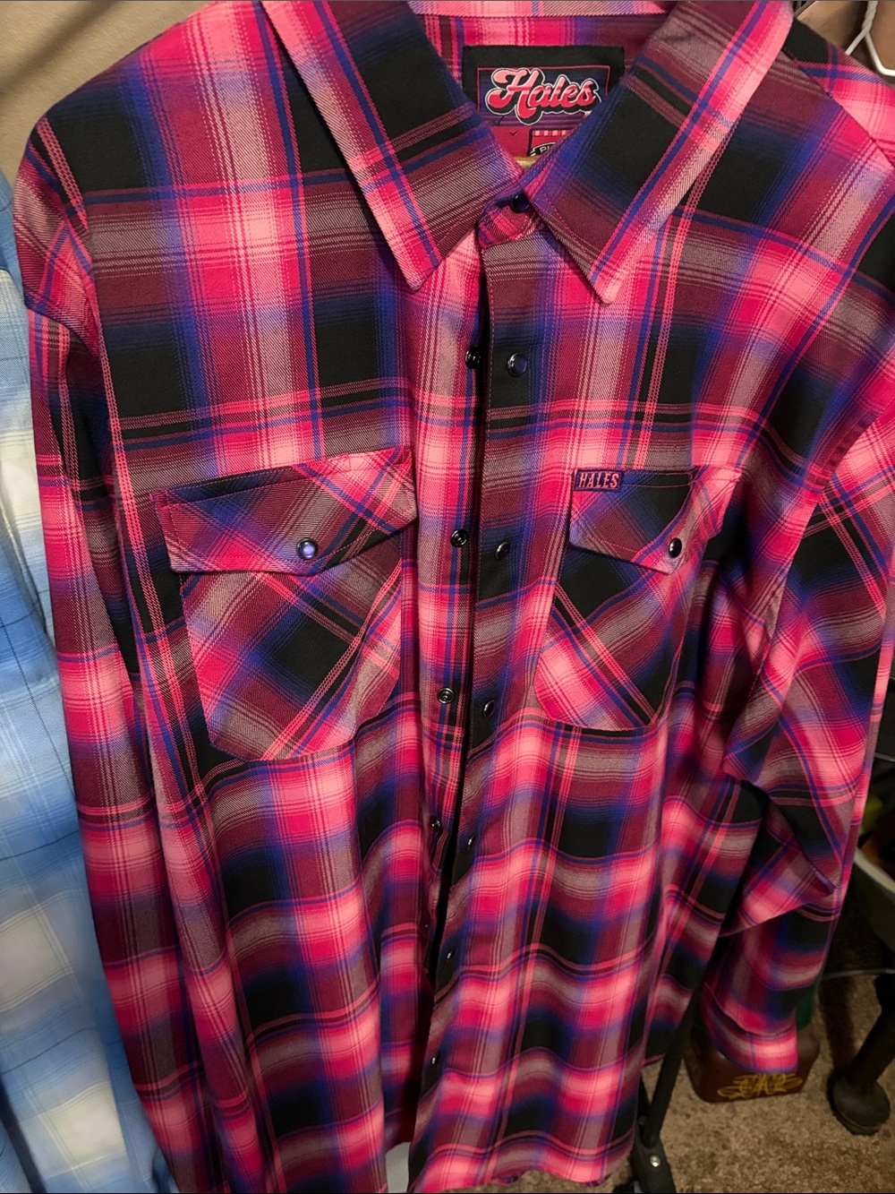 Men's Pink Plaid Button-Down Shirt